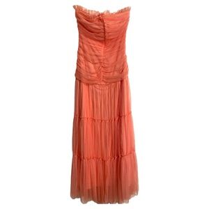 Jessica McClintock Gunne Sax Vintage Y2K Coral Tulle Strapless Gown